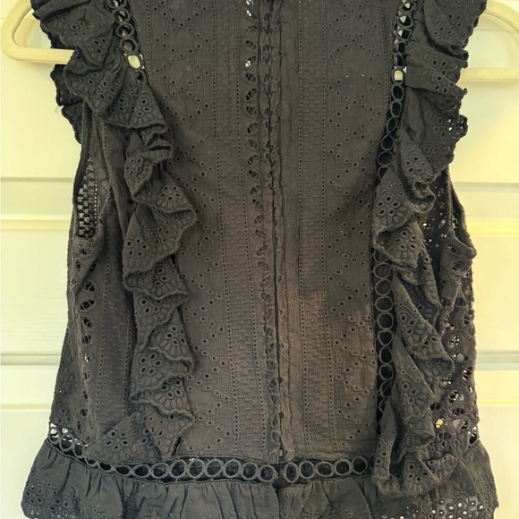 Black Eyelet Ruffle Top - Picture 3 of 3